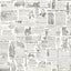 Brewster Home Fashions Underwood Taupe Vintage Newspaper Wallpaper