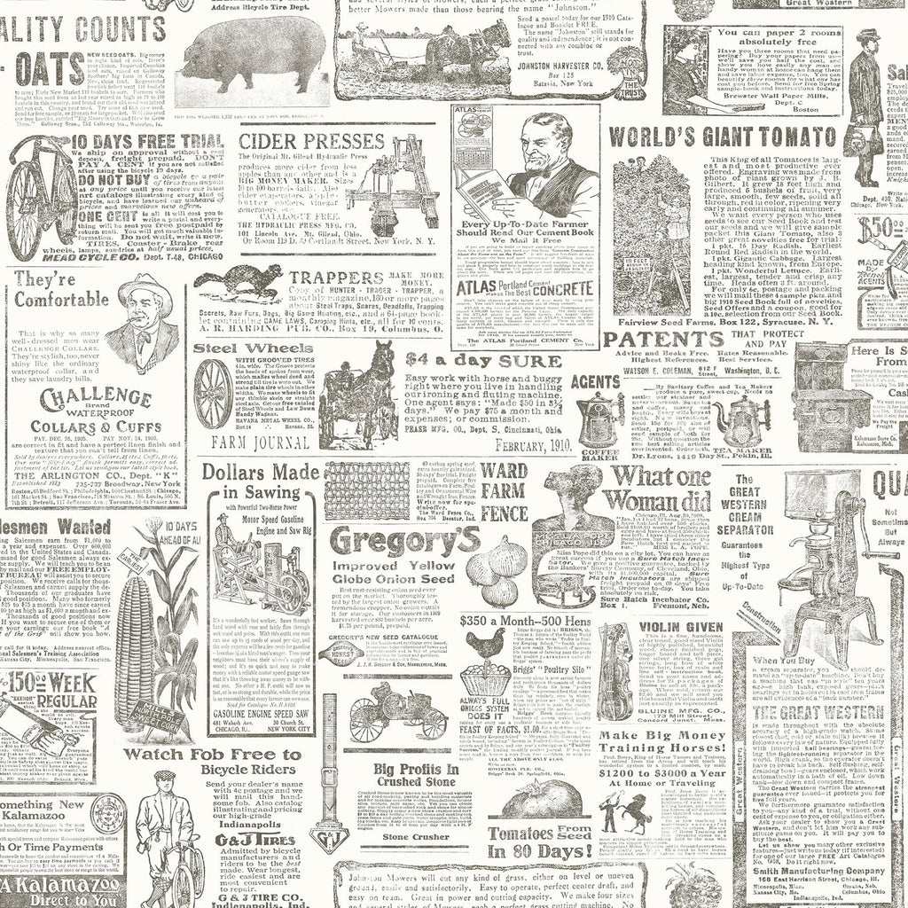 Brewster Home Fashions Underwood Vintage Newspaper Taupe Wallpaper