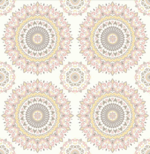 Brewster Home Fashions Priya Blush Medallion Wallpaper