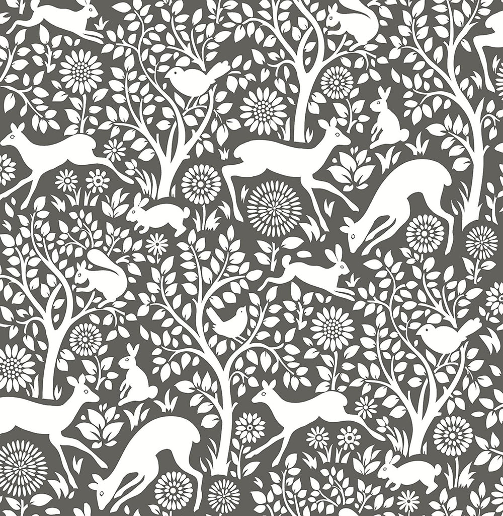 Brewster Home Fashions Seeger Charcoal Meadow Grey Wallpaper