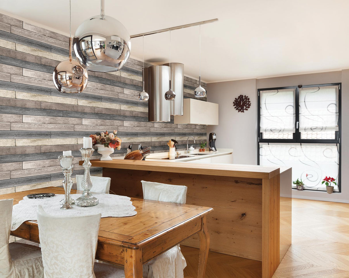 Brewster Home Fashions Dustin Grey Wood Wallpaper