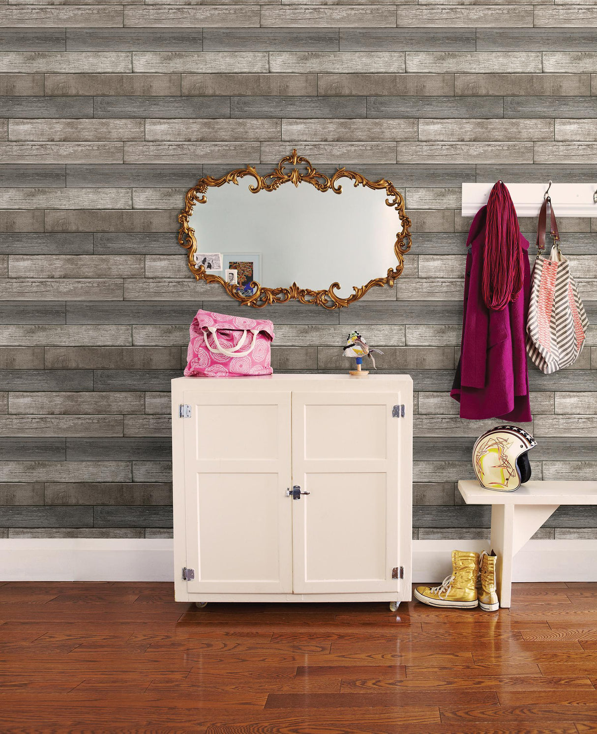 Brewster Home Fashions Dustin Grey Wood Wallpaper