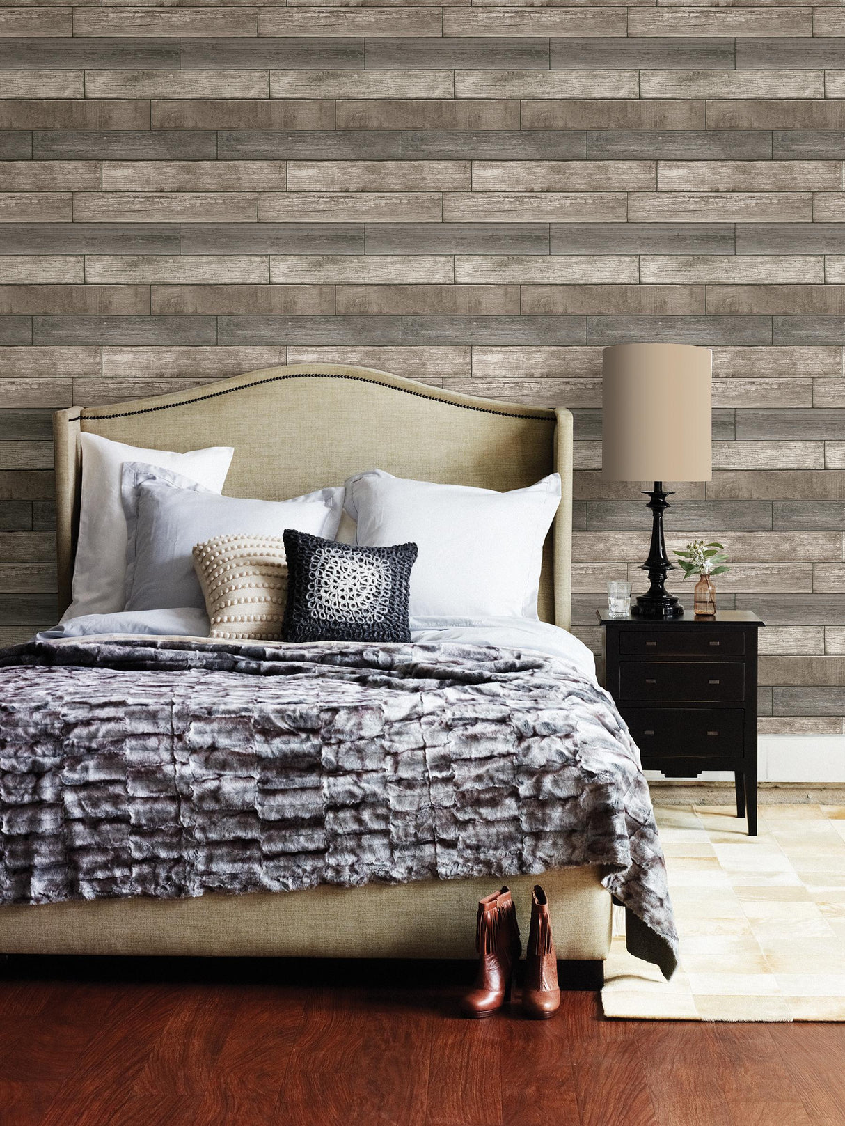Brewster Home Fashions Dustin Grey Wood Wallpaper