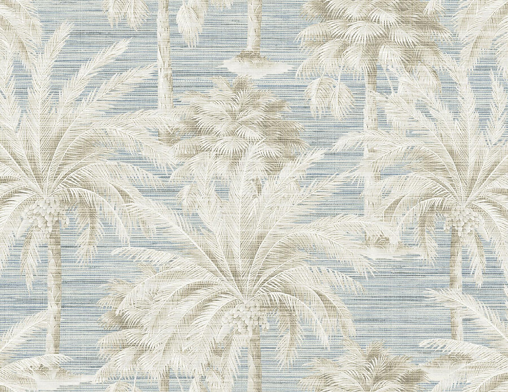 Brewster Home Fashions Dream Of Palm Trees Texture Blue Wallpaper