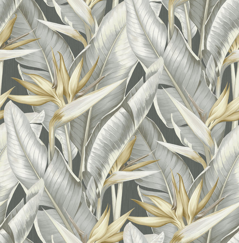 Brewster Home Fashions Arcadia Grey Banana Leaf Wallpaper