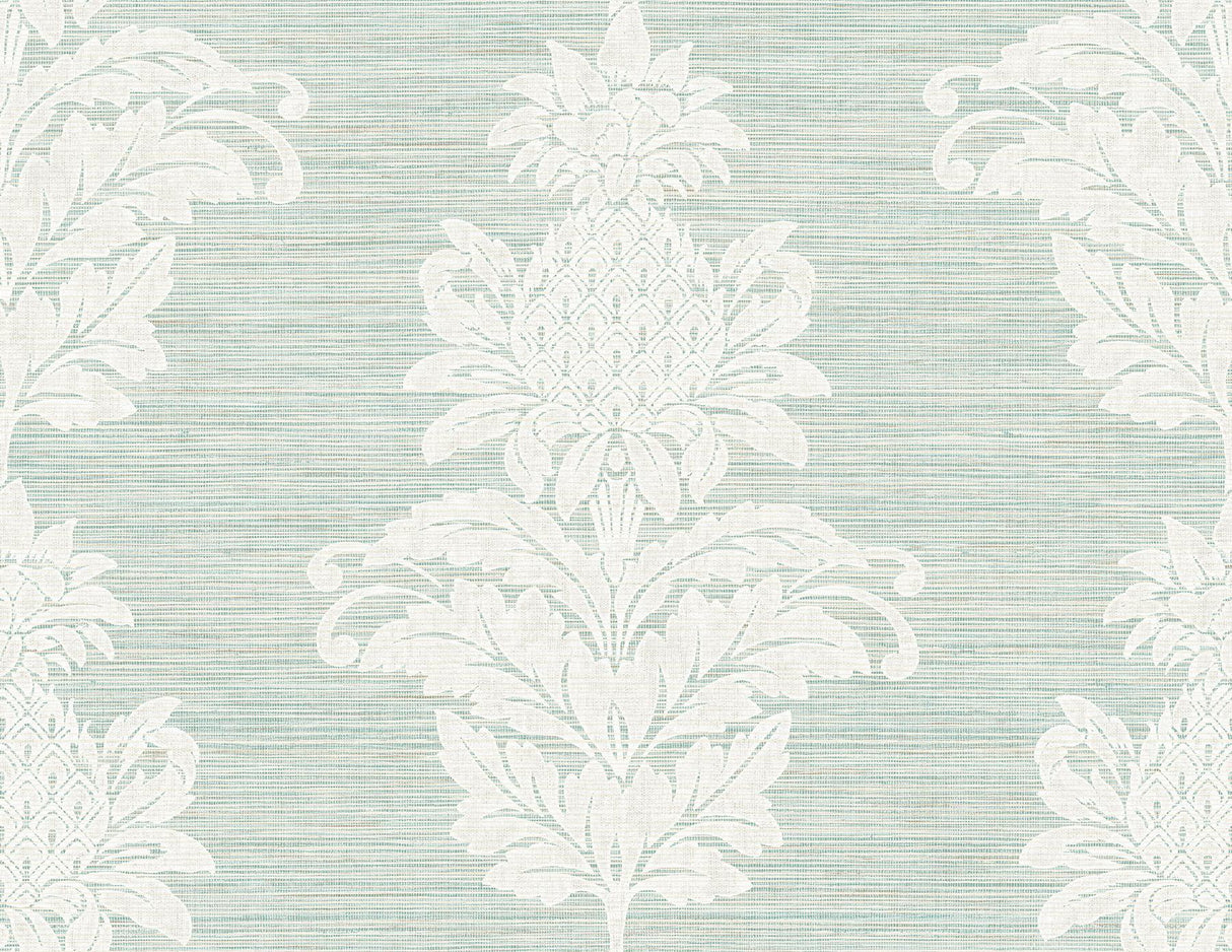 Brewster Home Fashions Pineapple Grove Turquoise Damask Wallpaper