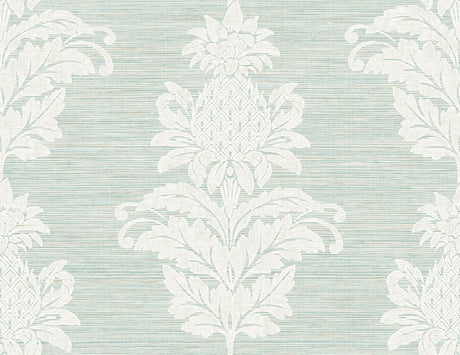 Brewster Home Fashions Pineapple Grove Turquoise Damask Wallpaper