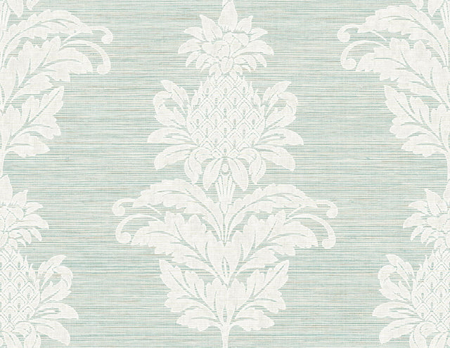 Brewster Home Fashions Pineapple Grove Turquoise Damask Wallpaper