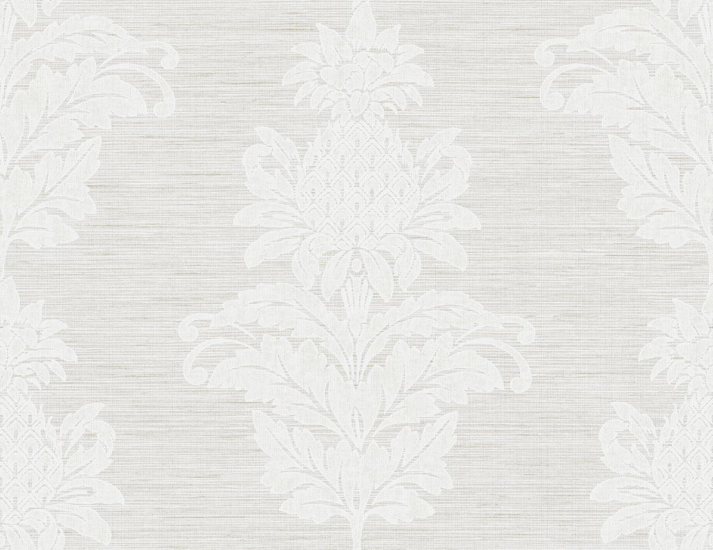 Brewster Home Fashions Pineapple Grove Damask Grey Wallpaper