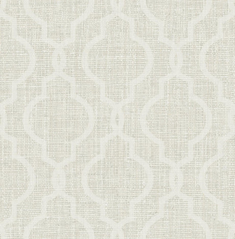 Brewster Home Fashions Geometric Jute White Quatrefoil Wallpaper