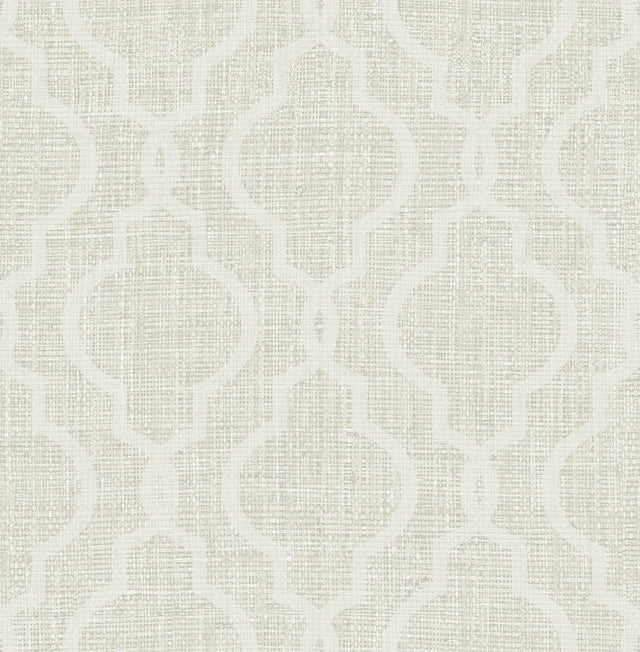 Brewster Home Fashions Geometric Jute White Quatrefoil Wallpaper