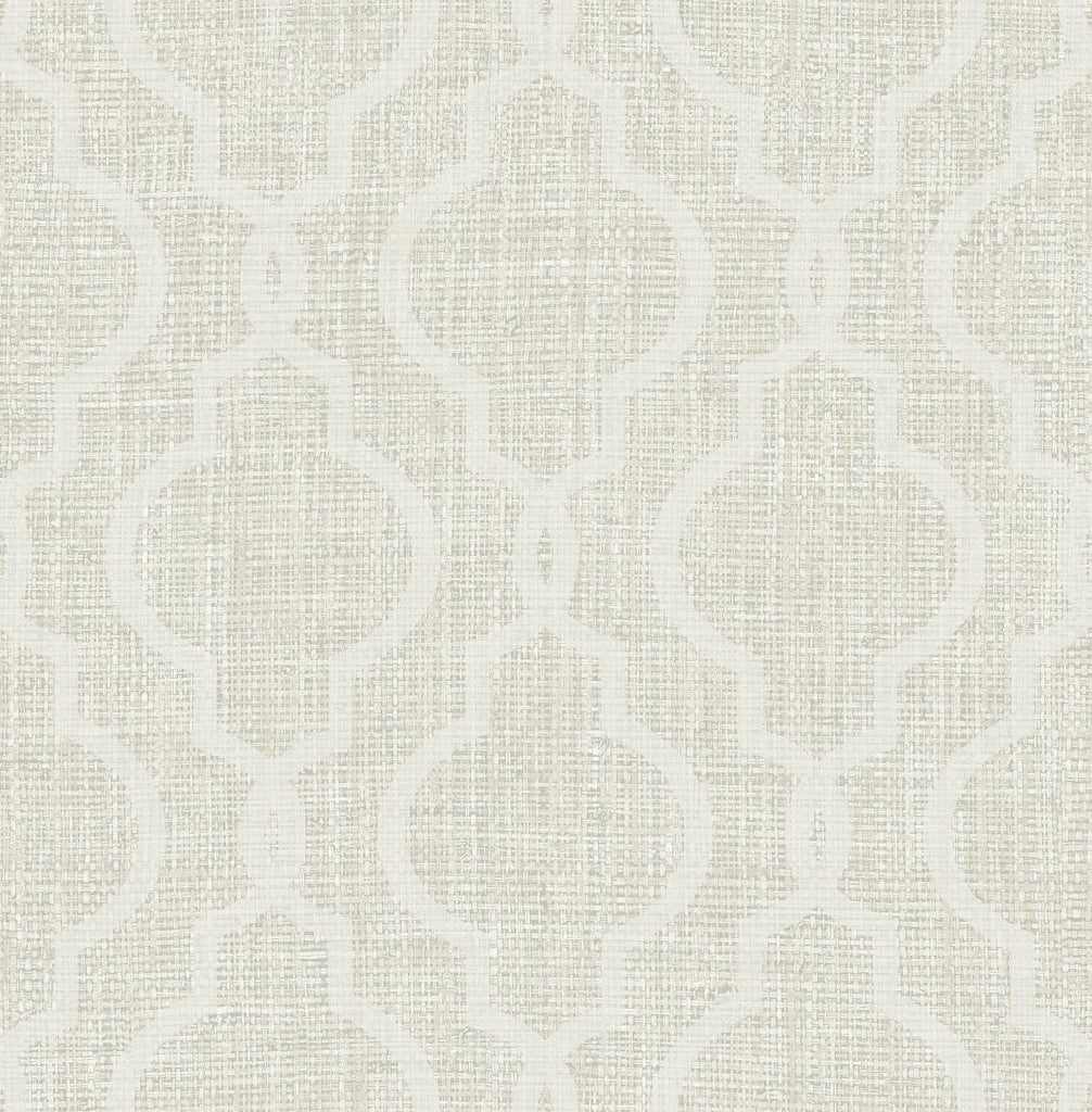 Brewster Home Fashions Geometric Jute White Quatrefoil Wallpaper