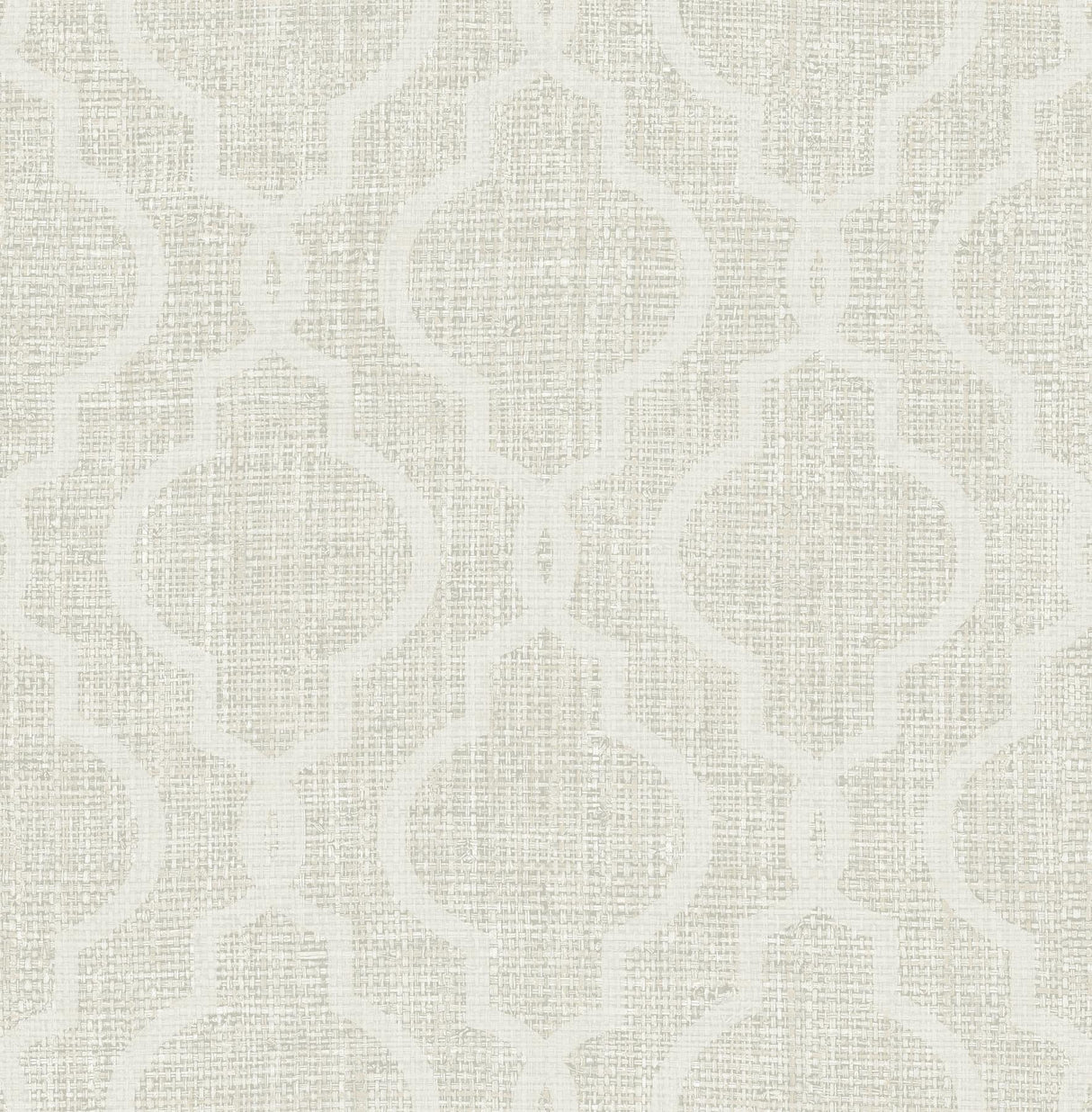 Brewster Home Fashions Geometric Jute Quatrefoil White Wallpaper