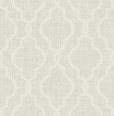 Brewster Home Fashions Geometric Jute Quatrefoil White Wallpaper