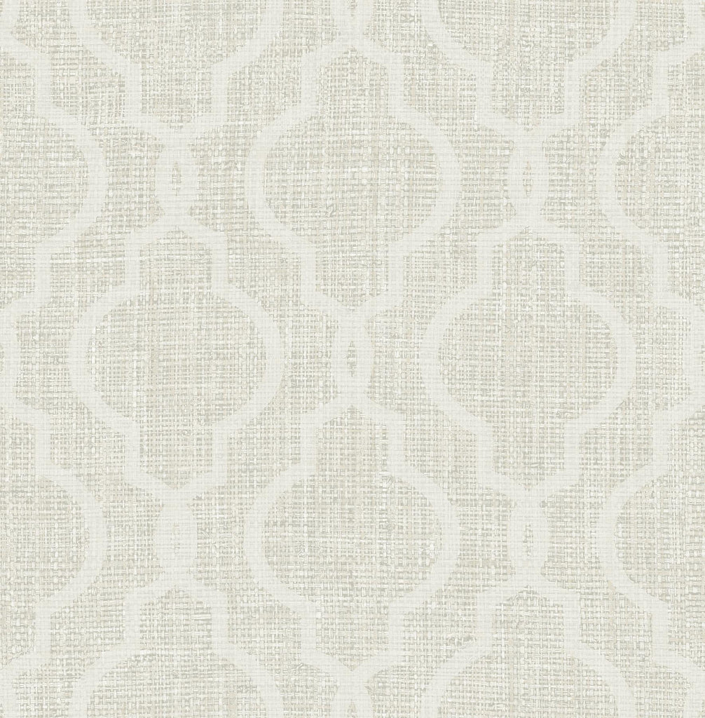 Brewster Home Fashions Geometric Jute Quatrefoil White Wallpaper