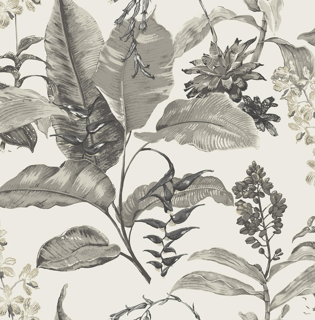 Brewster Home Fashions Maui White Botanical Wallpaper