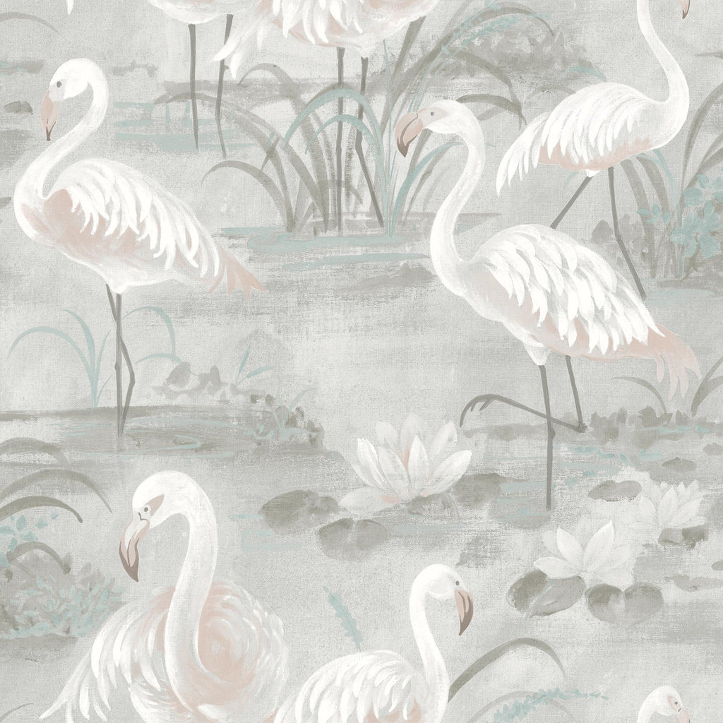 Brewster Home Fashions Everglades Grey Flamingos Wallpaper