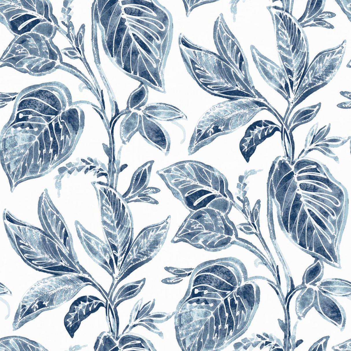 Brewster Home Fashions Mangrove Blue Botanical Wallpaper