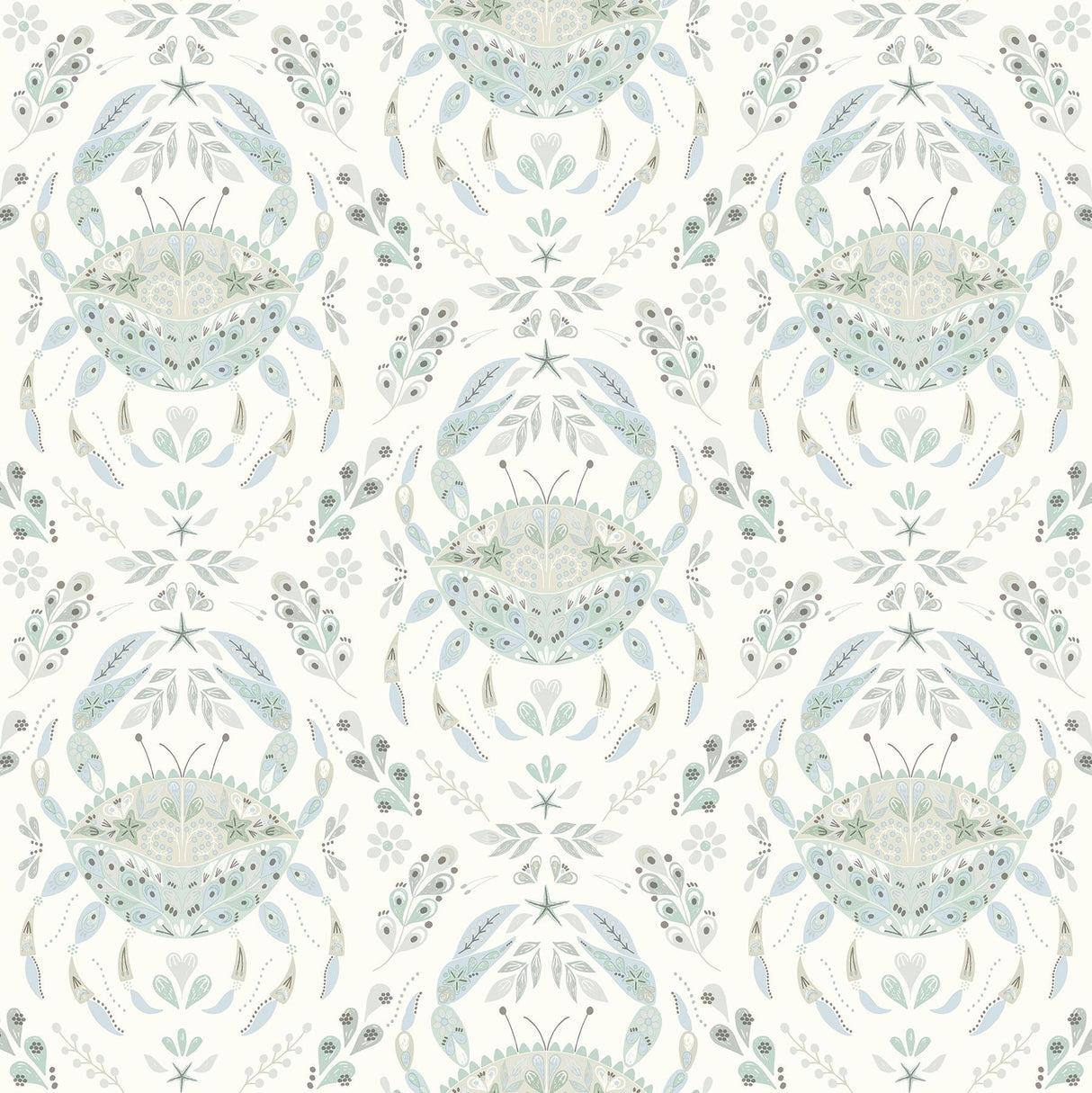 Brewster Home Fashions Annapolis Teal Crustation Wallpaper