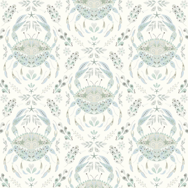 Brewster Home Fashions Annapolis Teal Crustation Wallpaper