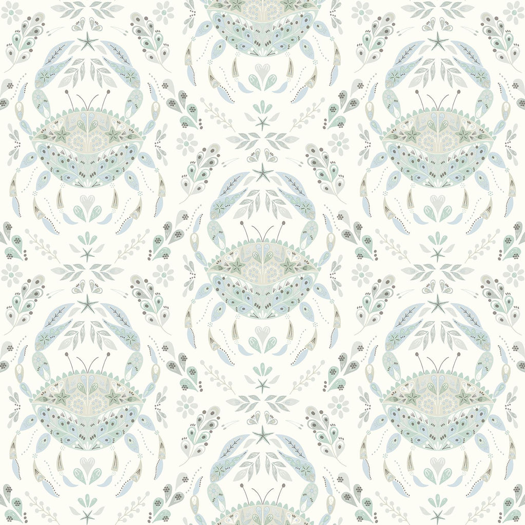 Brewster Home Fashions Annapolis Teal Crustation Wallpaper
