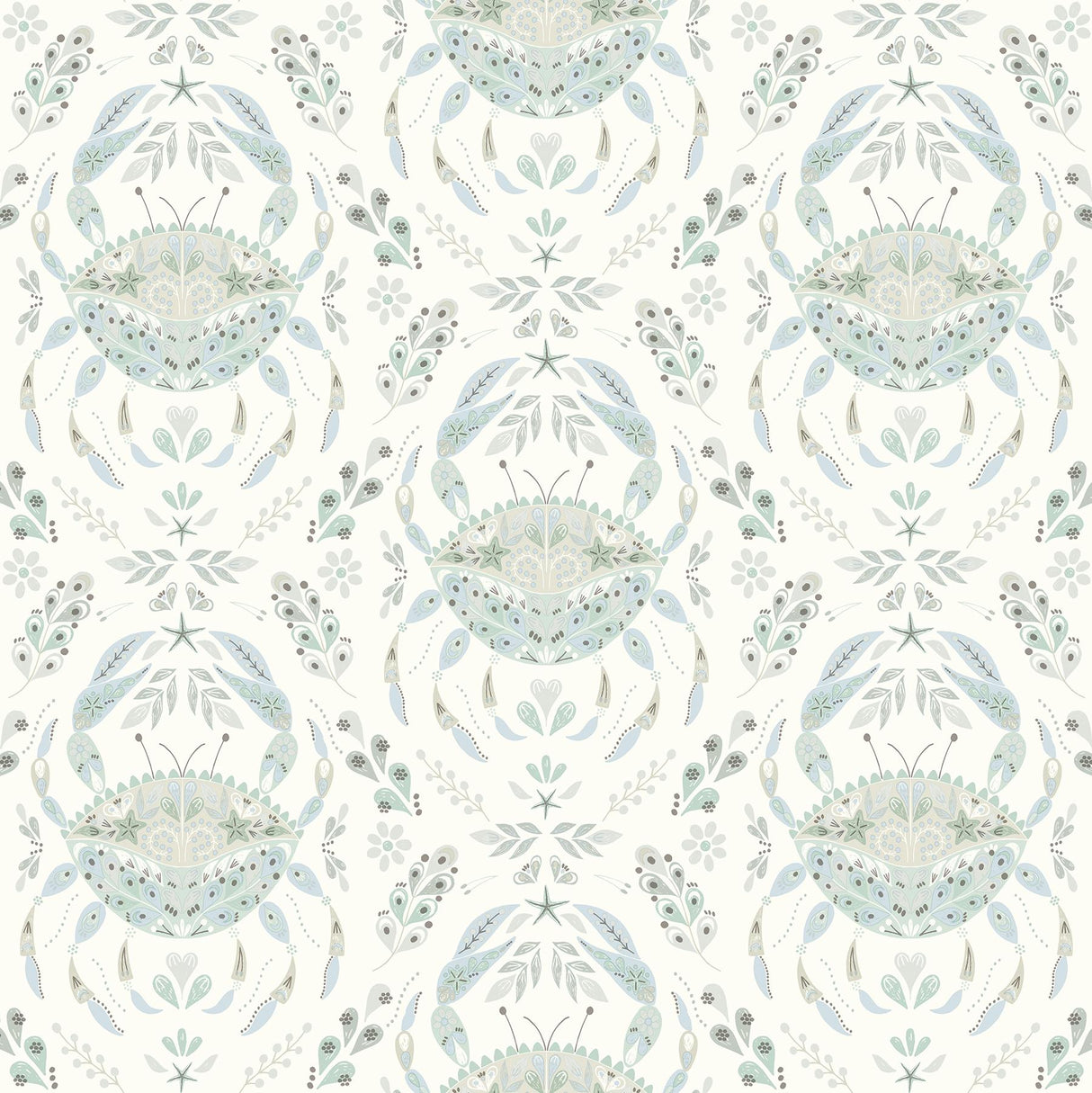 Brewster Home Fashions Annapolis Crustation Teal Wallpaper