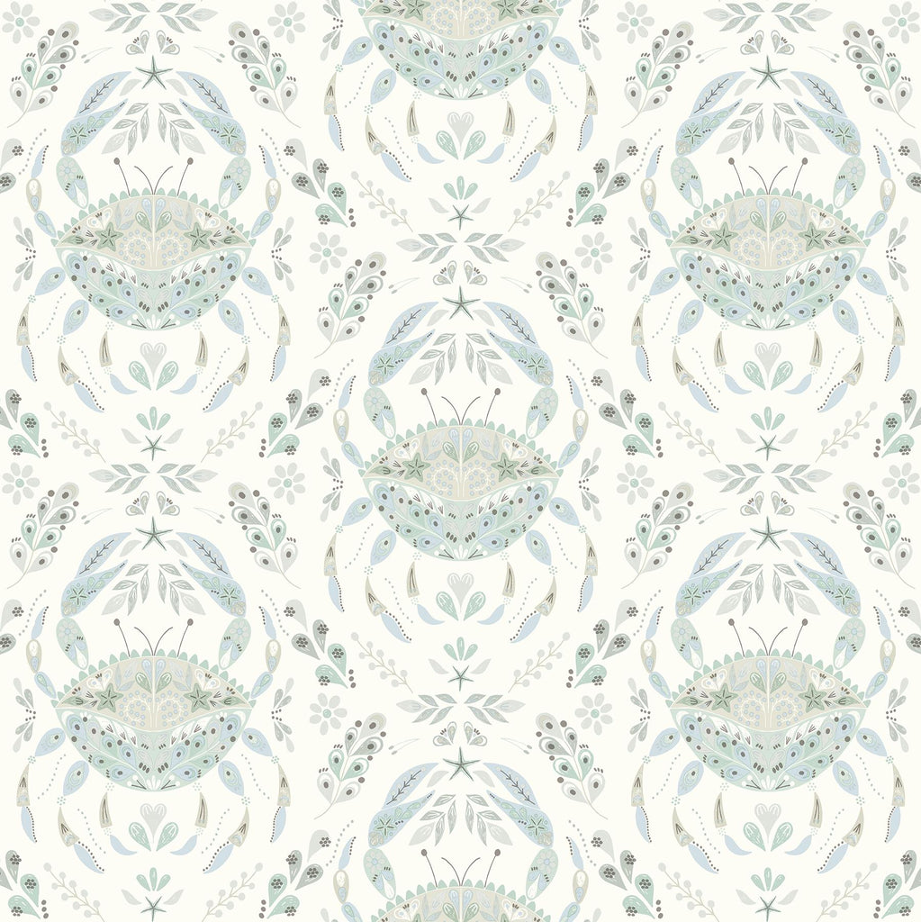 Brewster Home Fashions Annapolis Crustation Teal Wallpaper