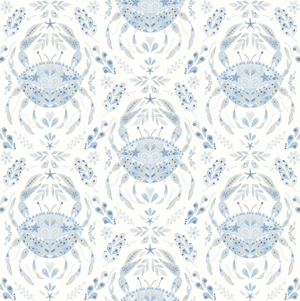 Brewster Home Fashions Annapolis Light Blue Crustation Wallpaper