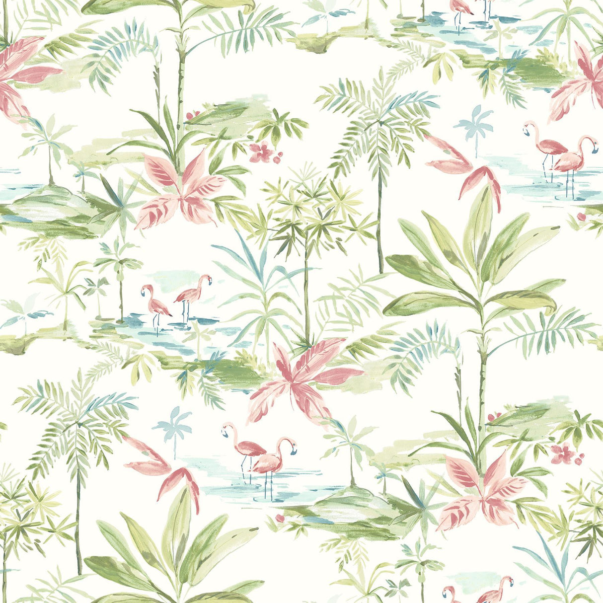 Brewster Home Fashions Lagoon Green Scenic Island Wallpaper