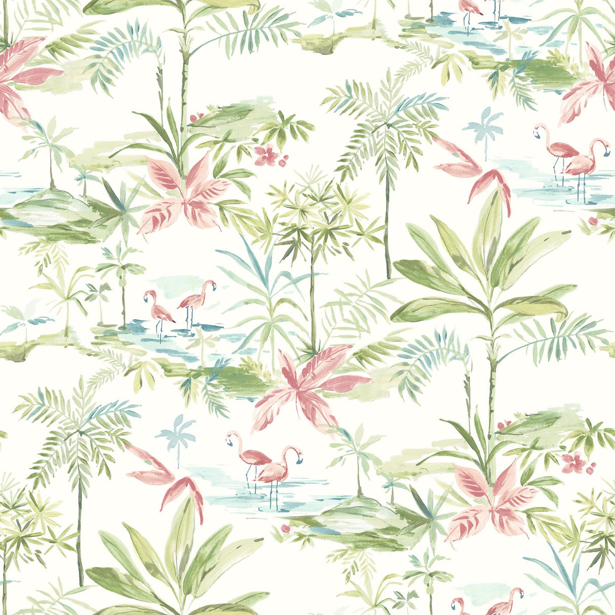 Brewster Home Fashions Lagoon Scenic Island Green Wallpaper