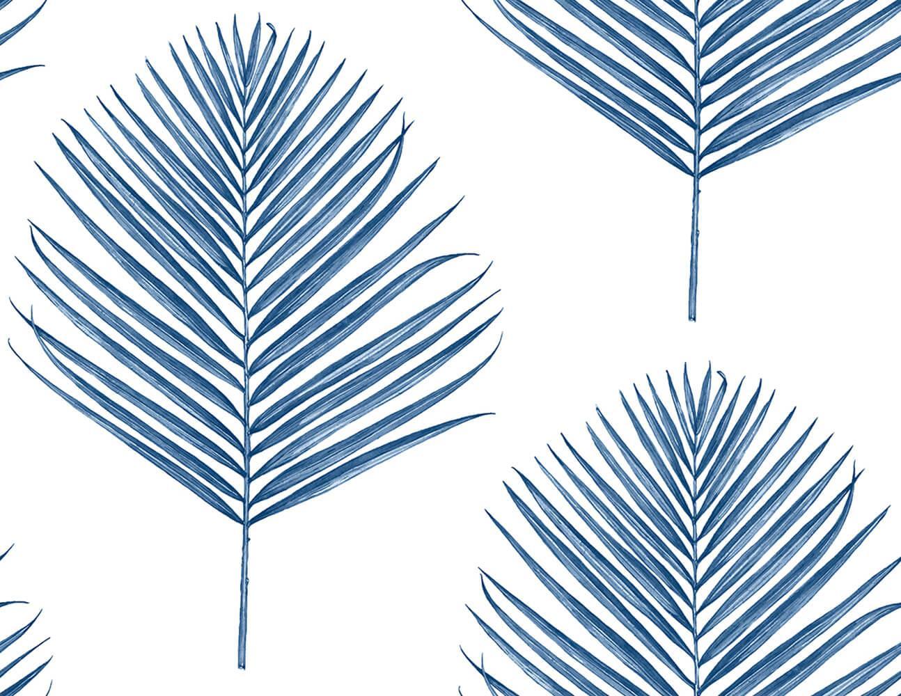Seabrook Maui Palm Coastal Blue Wallpaper DecoratorsBest