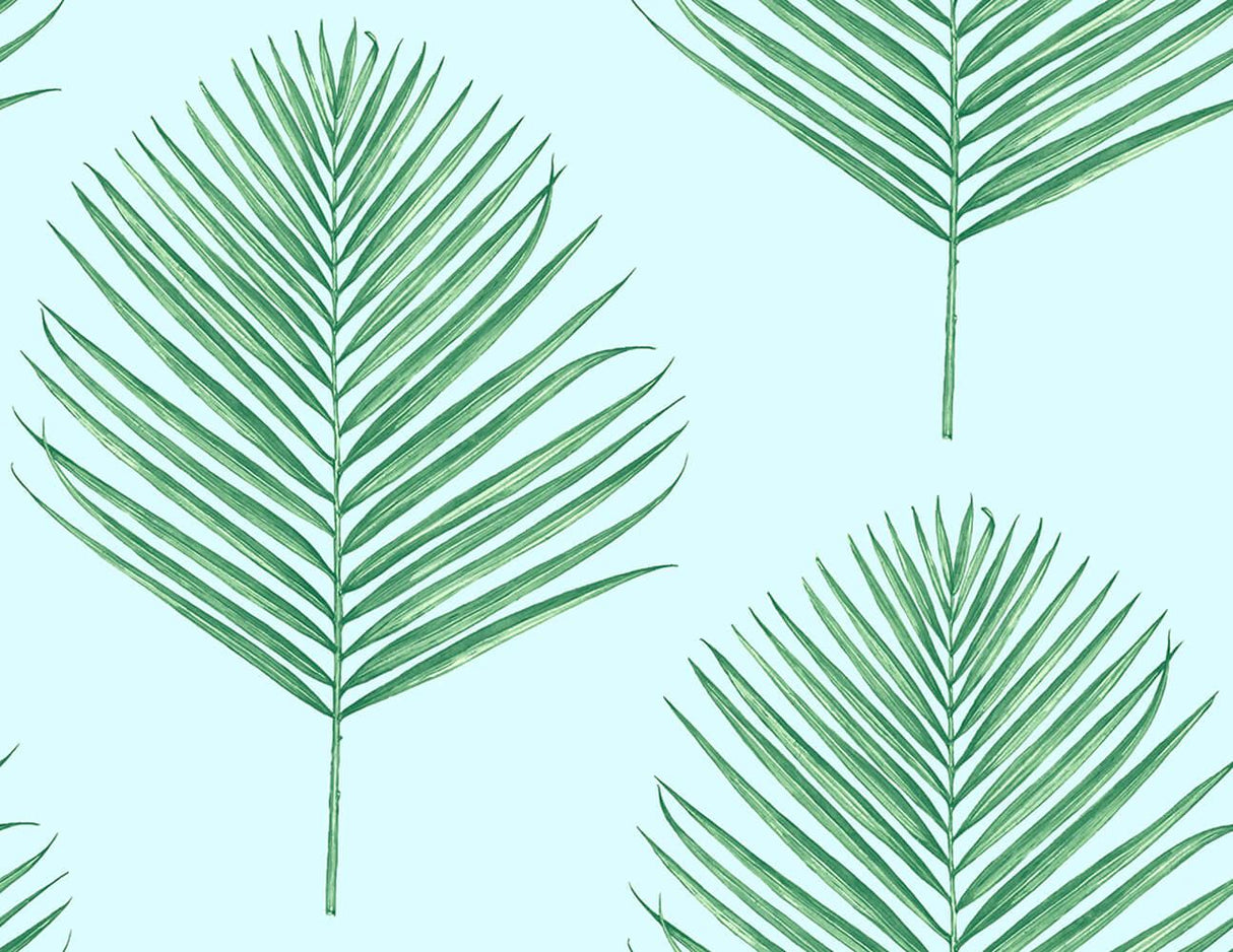 Seabrook Maui Palm Teal Wallpaper