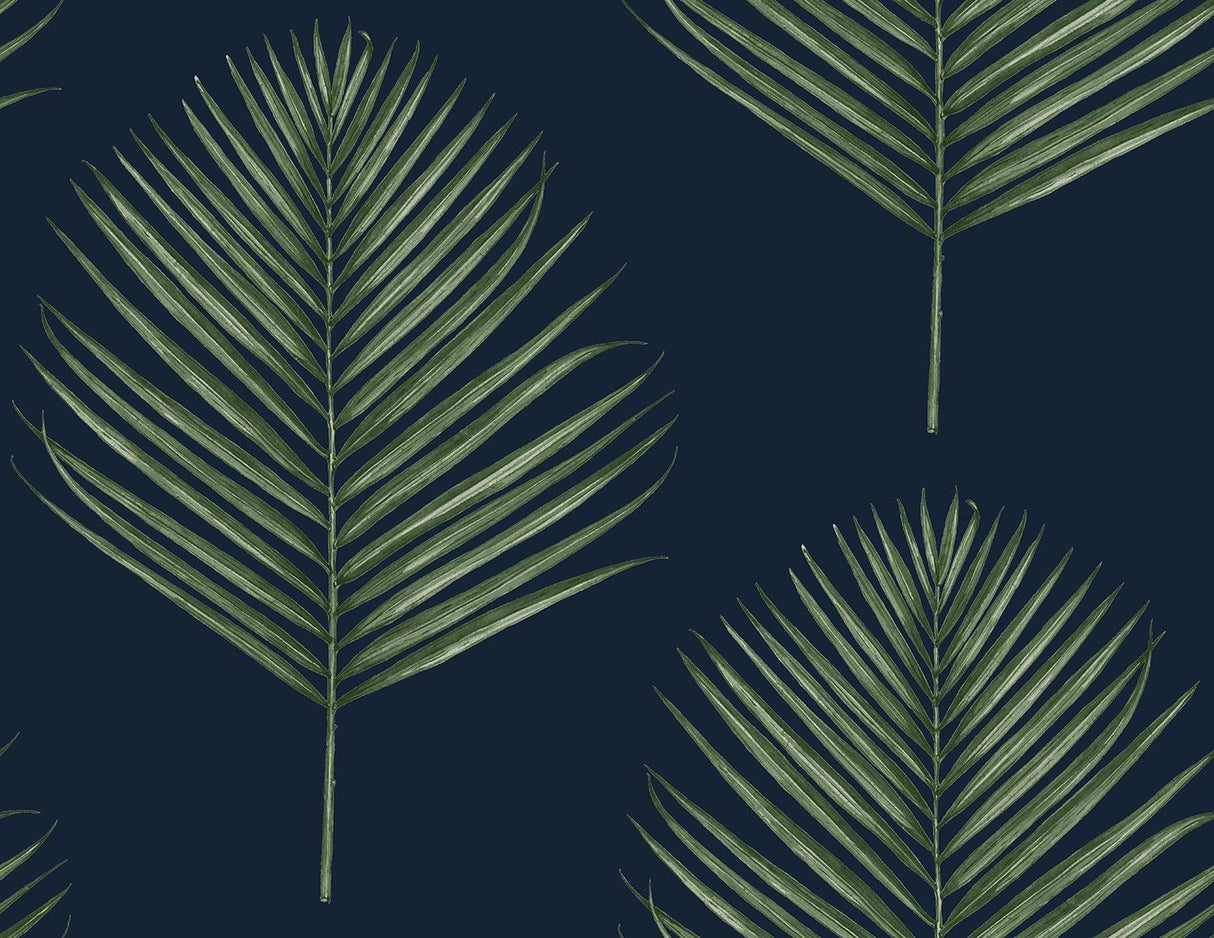 Seabrook Maui Palm Midnight Blue & Paradise Green Wallpaper