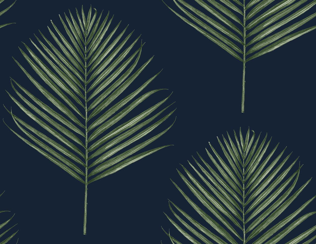 Seabrook Maui Palm Blue Wallpaper