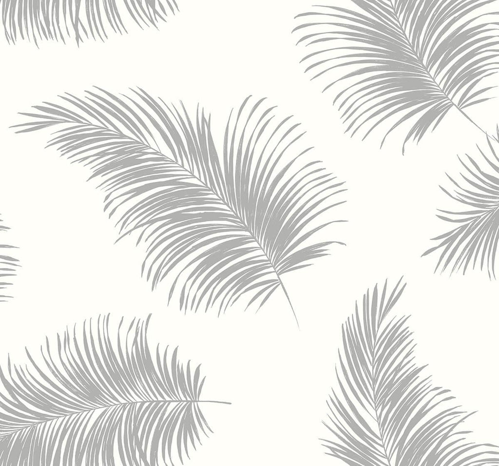 Seabrook Tossed Palm Grey Wallpaper