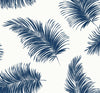 Seabrook Tossed Palm White & Navy Wallpaper