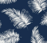 Seabrook Tossed Palm Navy Blue Wallpaper