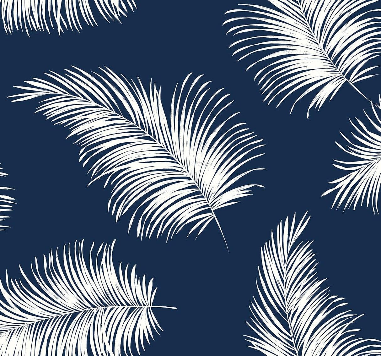 Seabrook Tossed Palm Blue Wallpaper