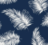 Seabrook Tossed Palm Blue Wallpaper