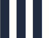 Seabrook Designer Stripe Midnight Blue & White Wallpaper
