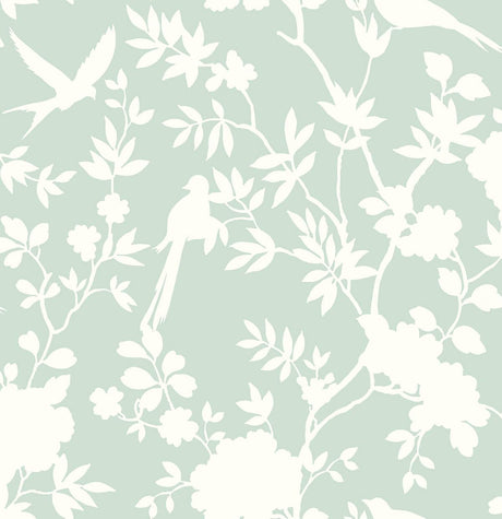 Seabrook Mono Toile Seaglass Wallpaper