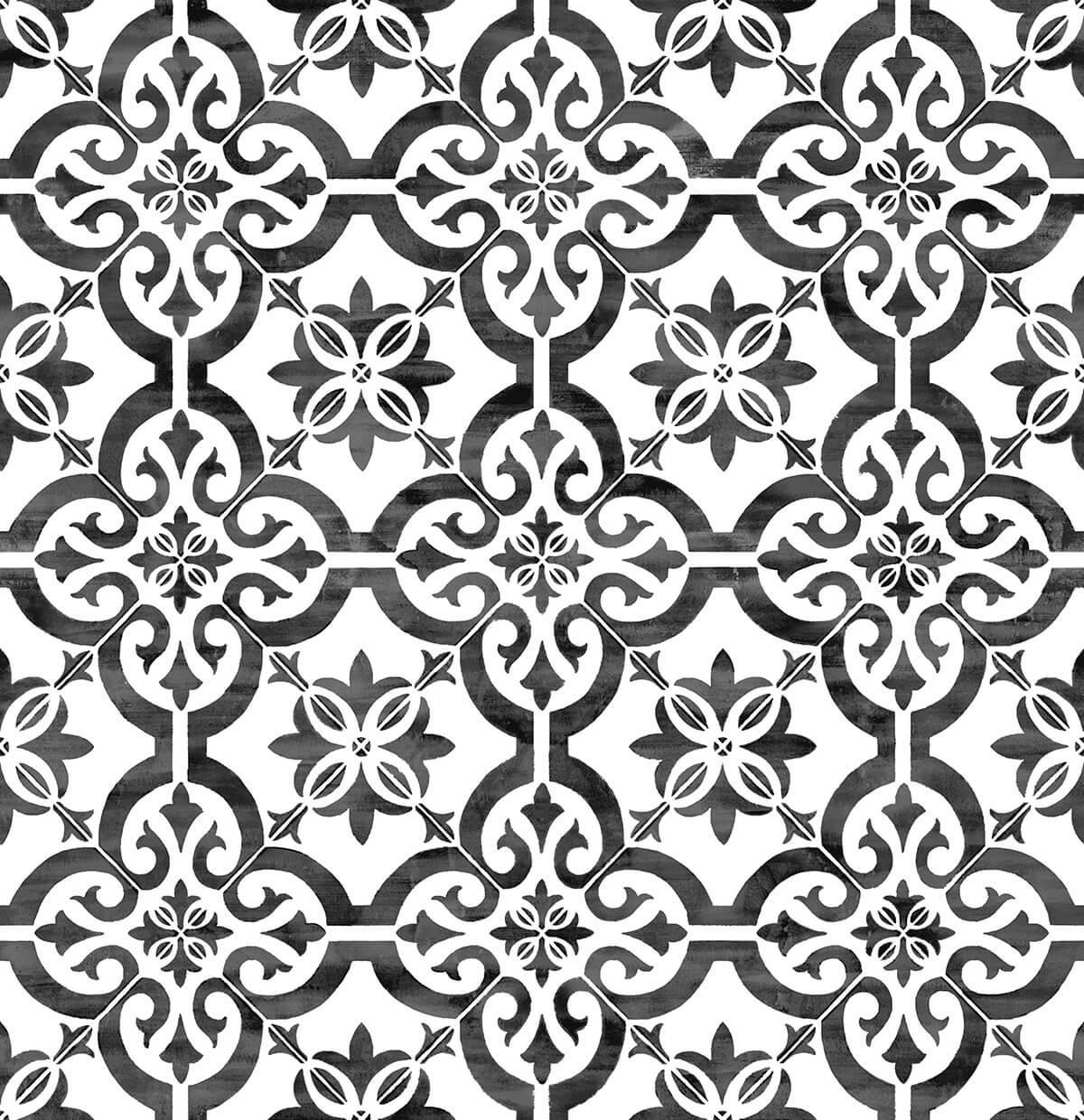 Seabrook Porto Tile Onyx Wallpaper