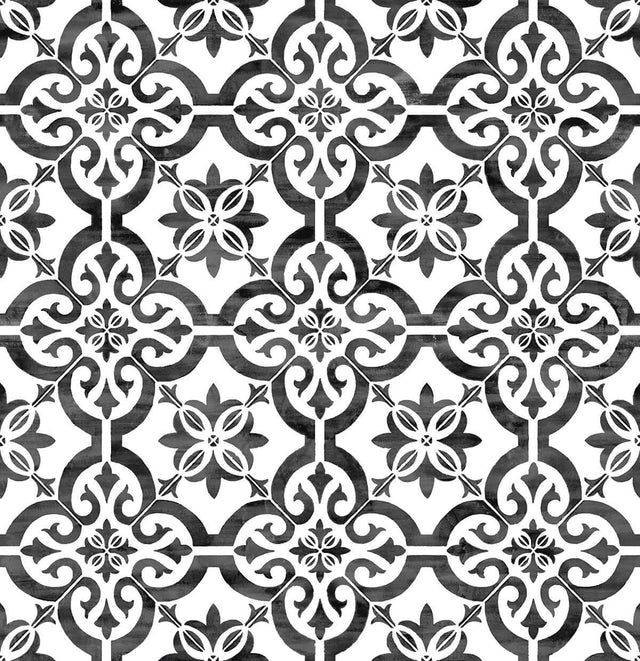 Seabrook Porto Tile Onyx Wallpaper