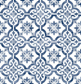 Seabrook Porto Tile Blue Wallpaper