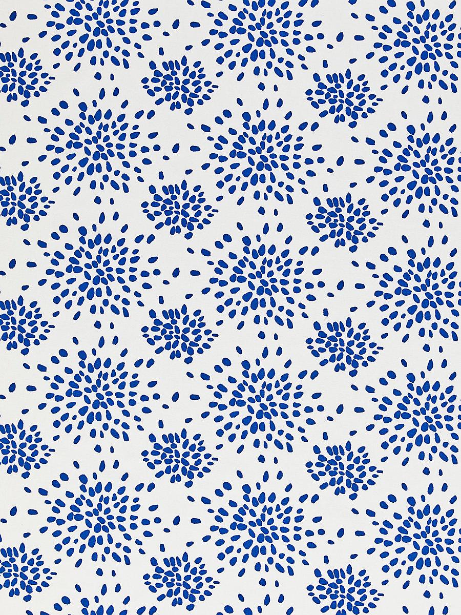 Hinson Fireworks Cotton Print Blue On White Fabric