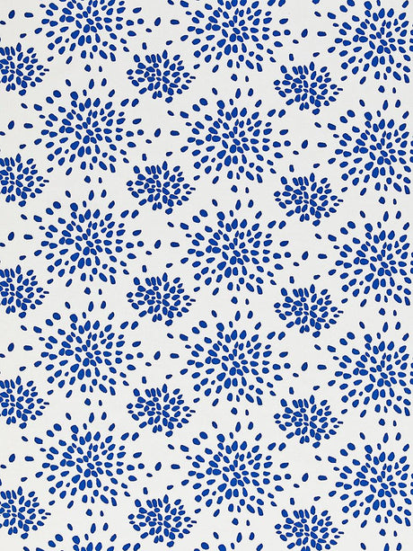 Hinson Fireworks Cotton Print Blue On White Fabric