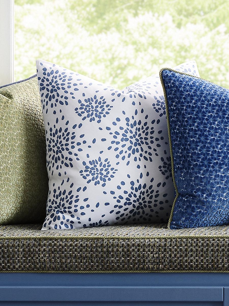 Hinson Fireworks Cotton Print Blue On White Fabric