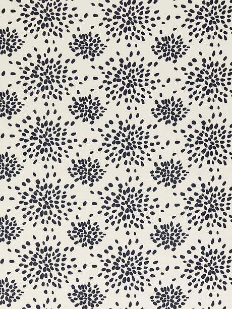 Hinson Fireworks Cotton Print Black On Off-White Fabric