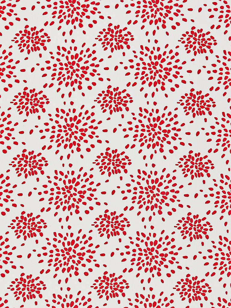 Hinson FIREWORKS COTTON PRINT RED ON WHITE Fabric