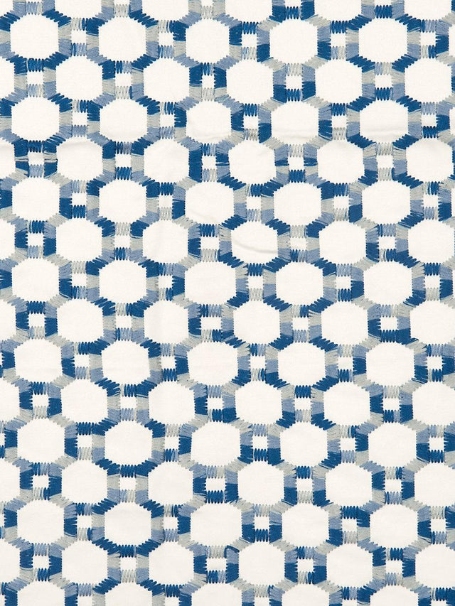 Hinson Island Trellis Blue Fabric